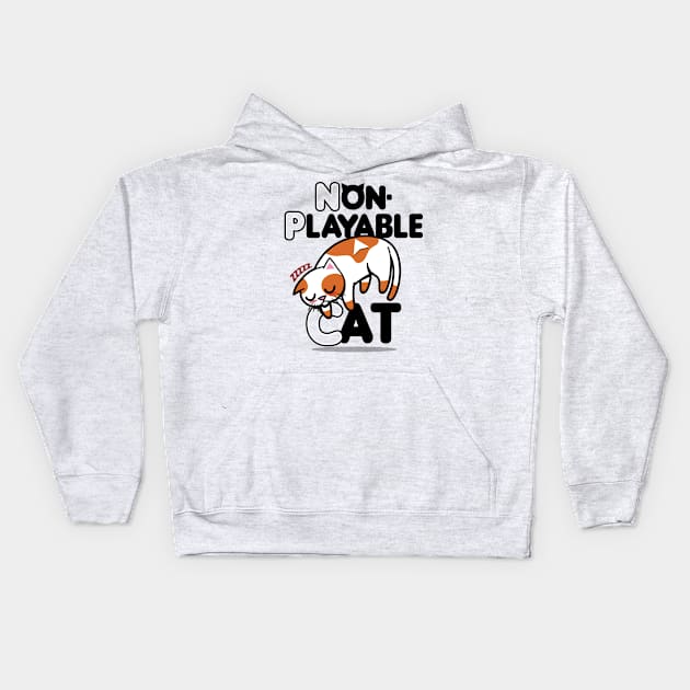 Cute Kawaii Funny NPC Meme Cat Gaming Inspired Gift For Gamers And Cat Lovers Kids Hoodie by Originals By Boggs